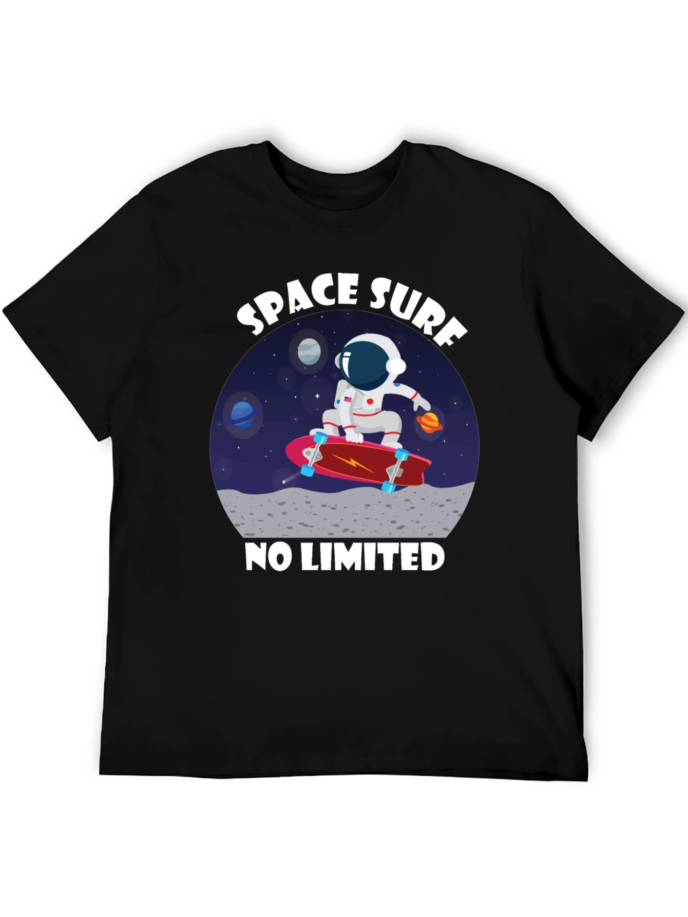 Space Surf T-Shirt - Astronaut Skateboard Tee