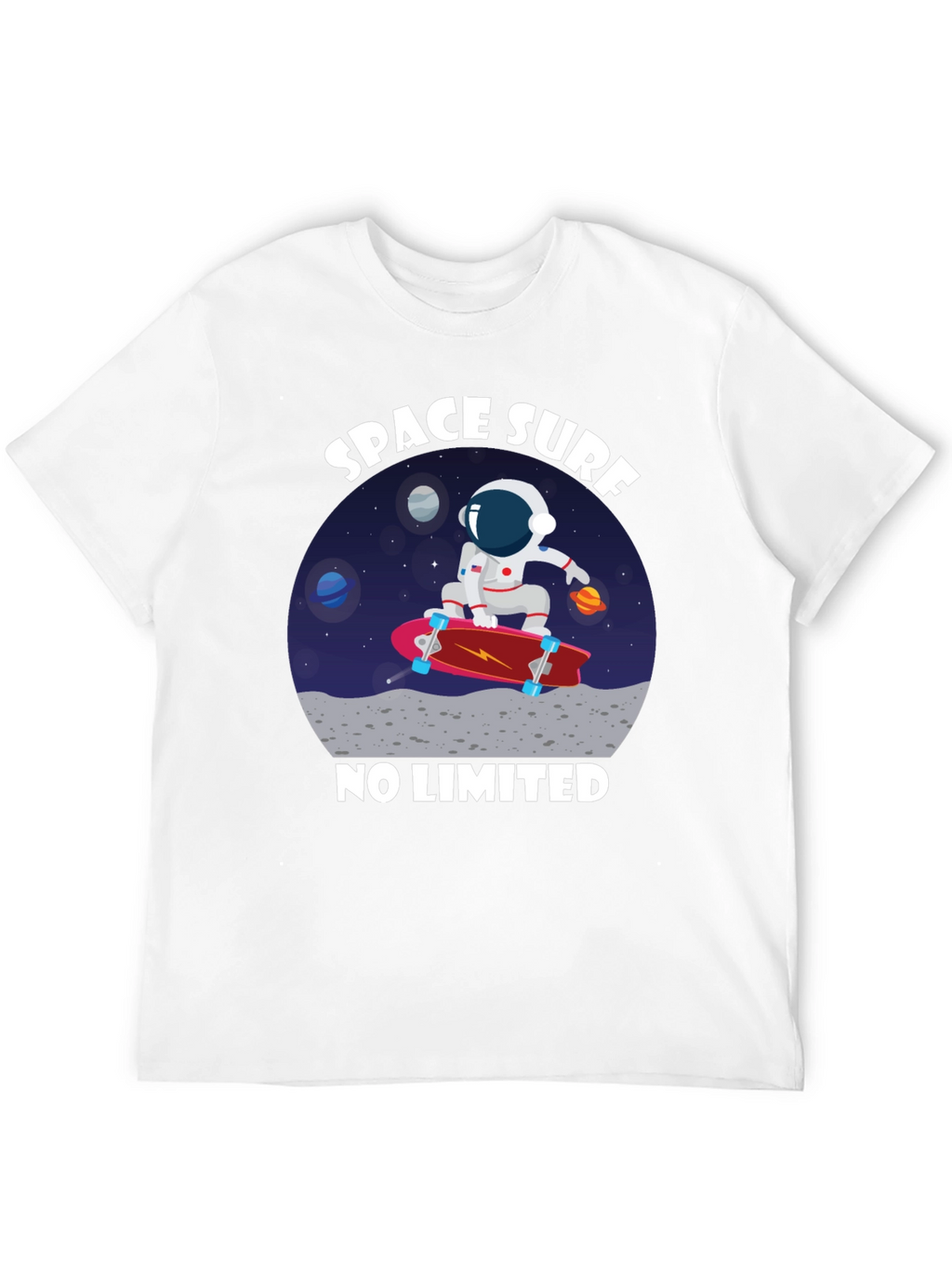 Space Surf T-Shirt - Astronaut Skateboard Tee