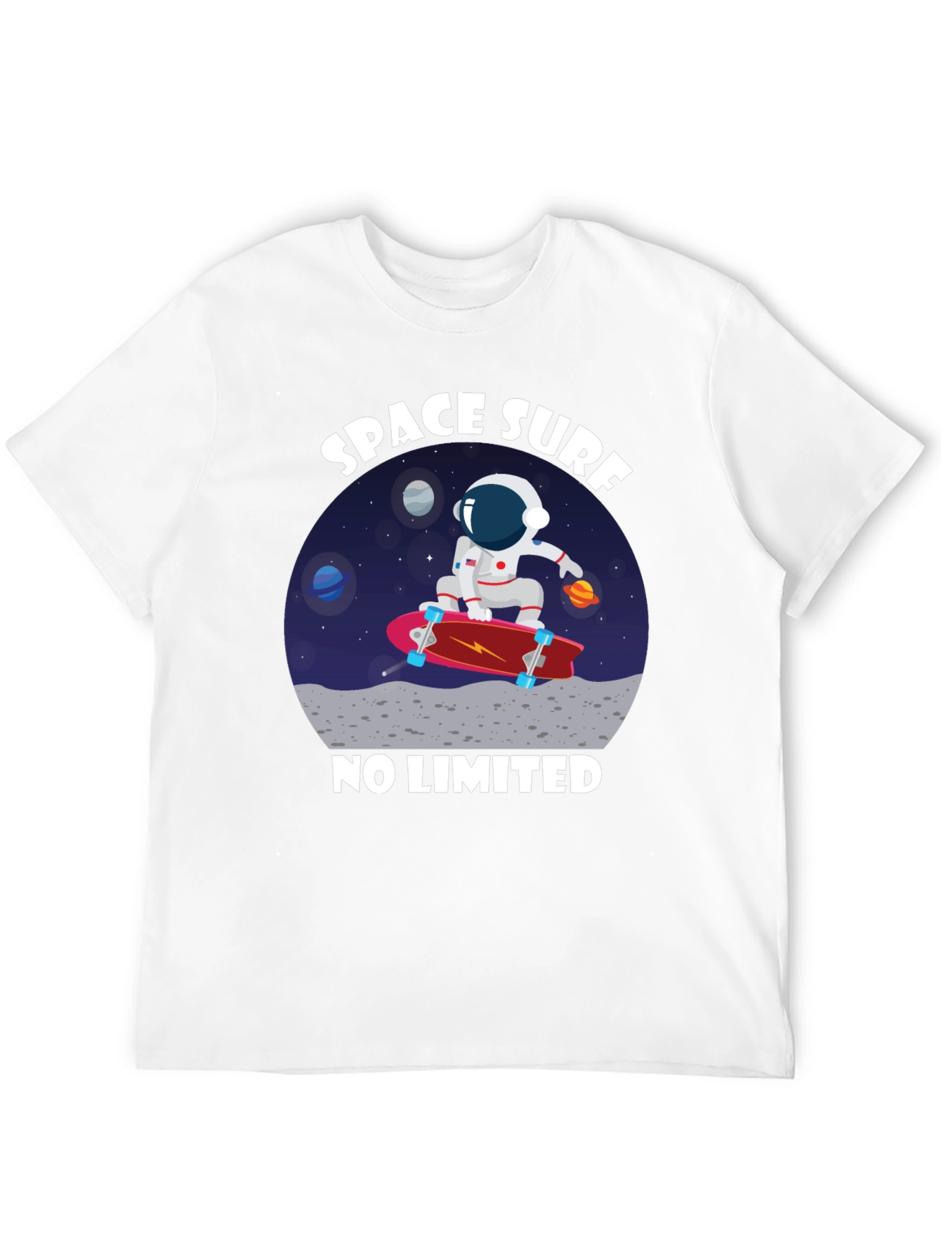 Space Surf T-Shirt - Astronaut Skateboard Tee