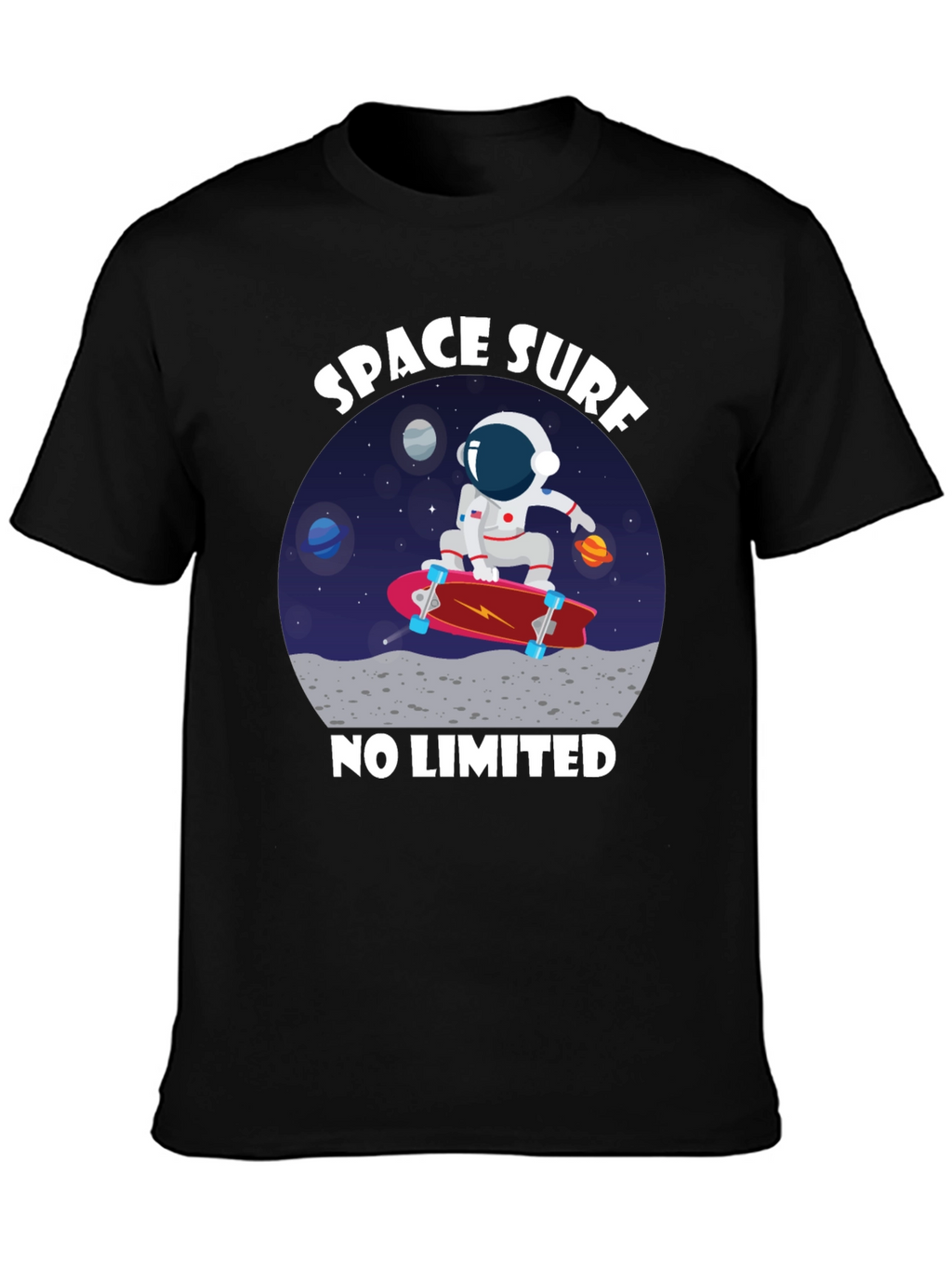 Space Surf T-Shirt - Astronaut Skateboard Tee