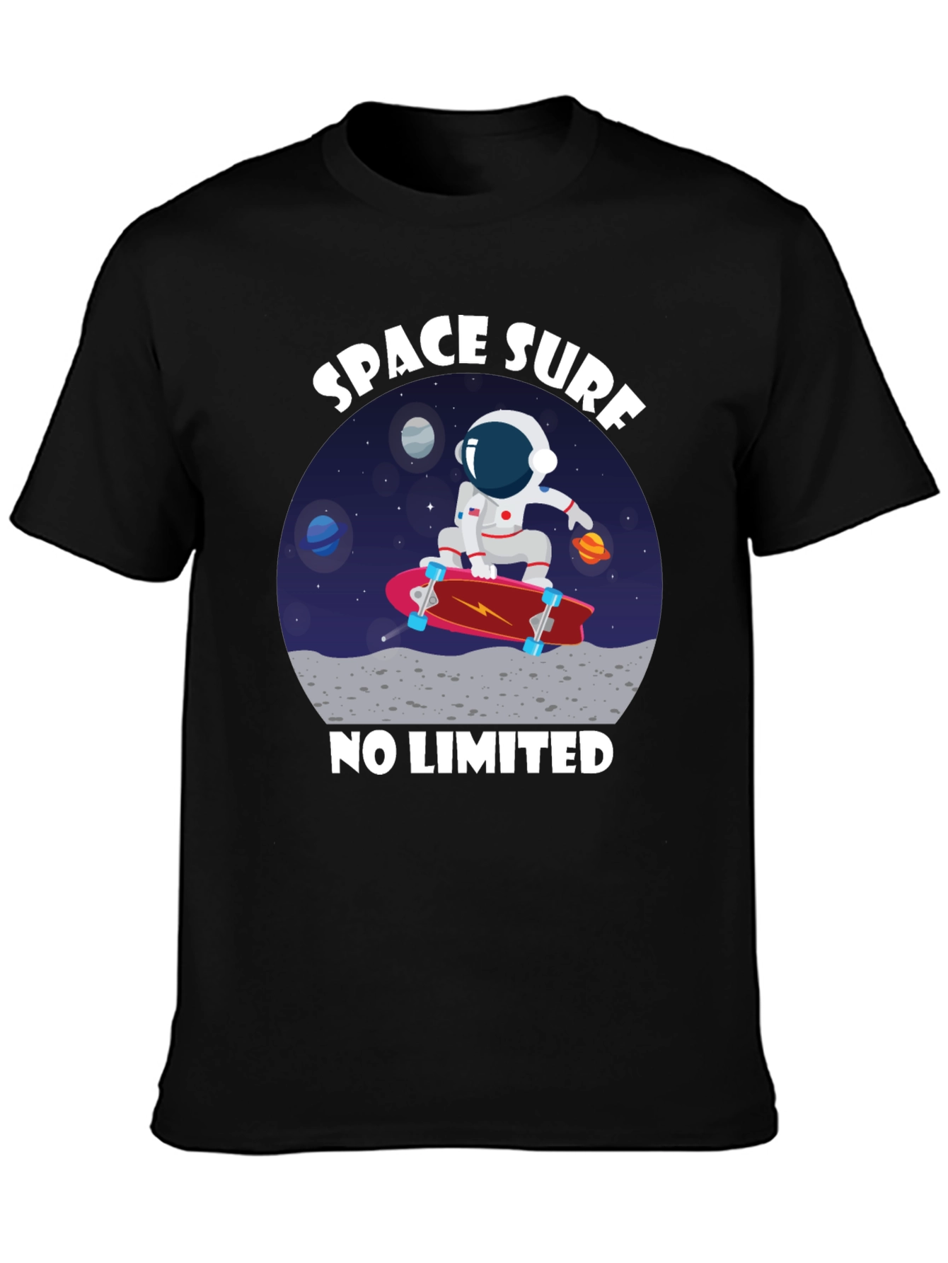 Space Surf T-Shirt - Astronaut Skateboard Tee