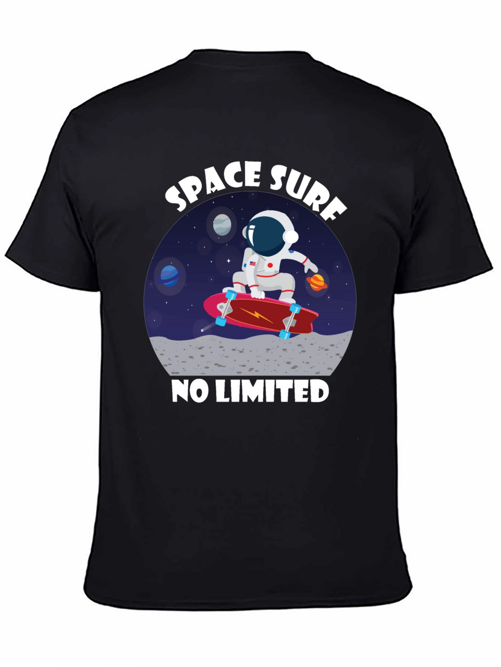 Space Surf T-Shirt - Astronaut Skateboard Tee
