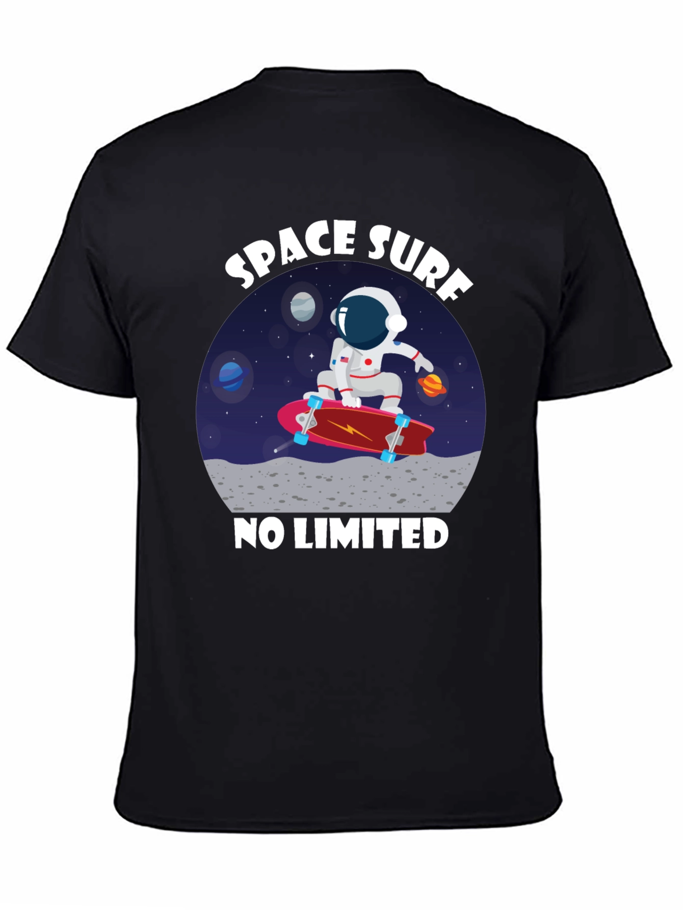 Space Surf T-Shirt - Astronaut Skateboard Tee