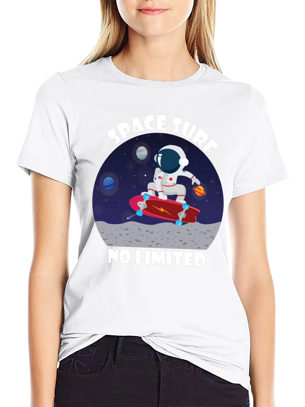 Space Surf T-Shirt - Astronaut Skateboard Tee