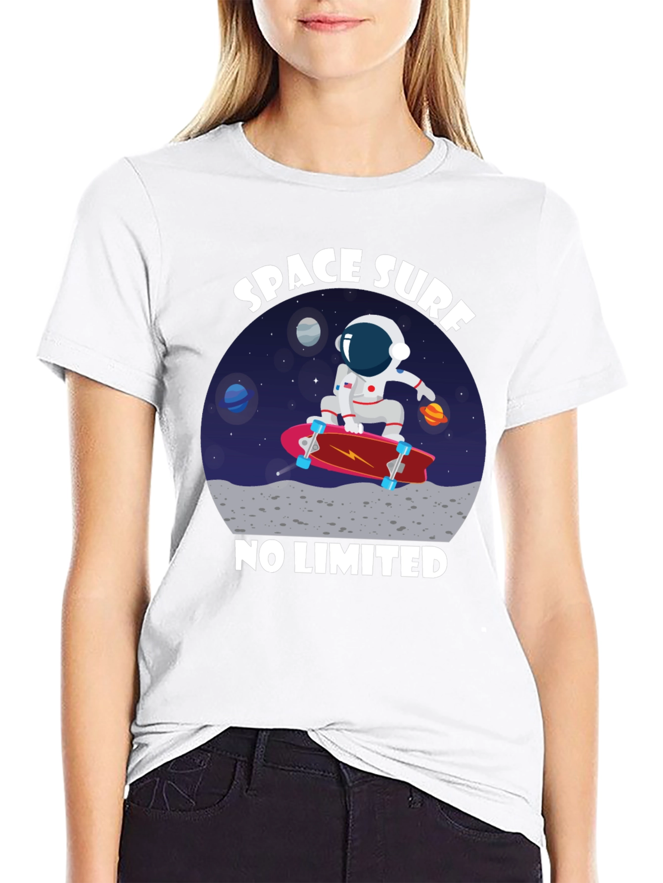 Space Surf T-Shirt - Astronaut Skateboard Tee