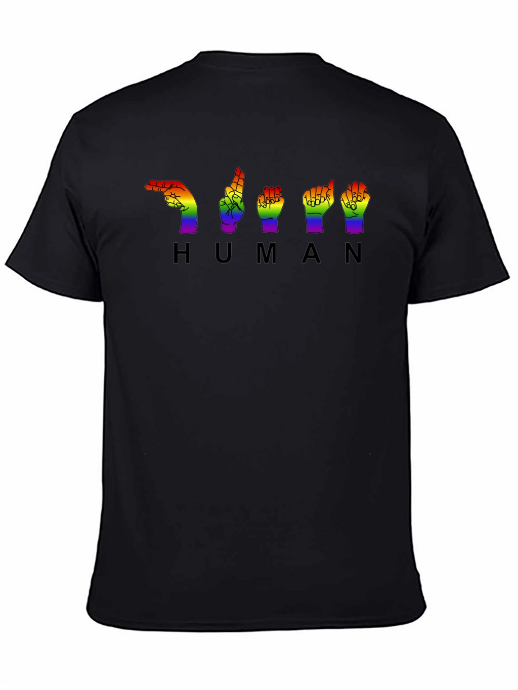 LGBTQ+ Pride HUMAN Sign Language Black T-Shirt