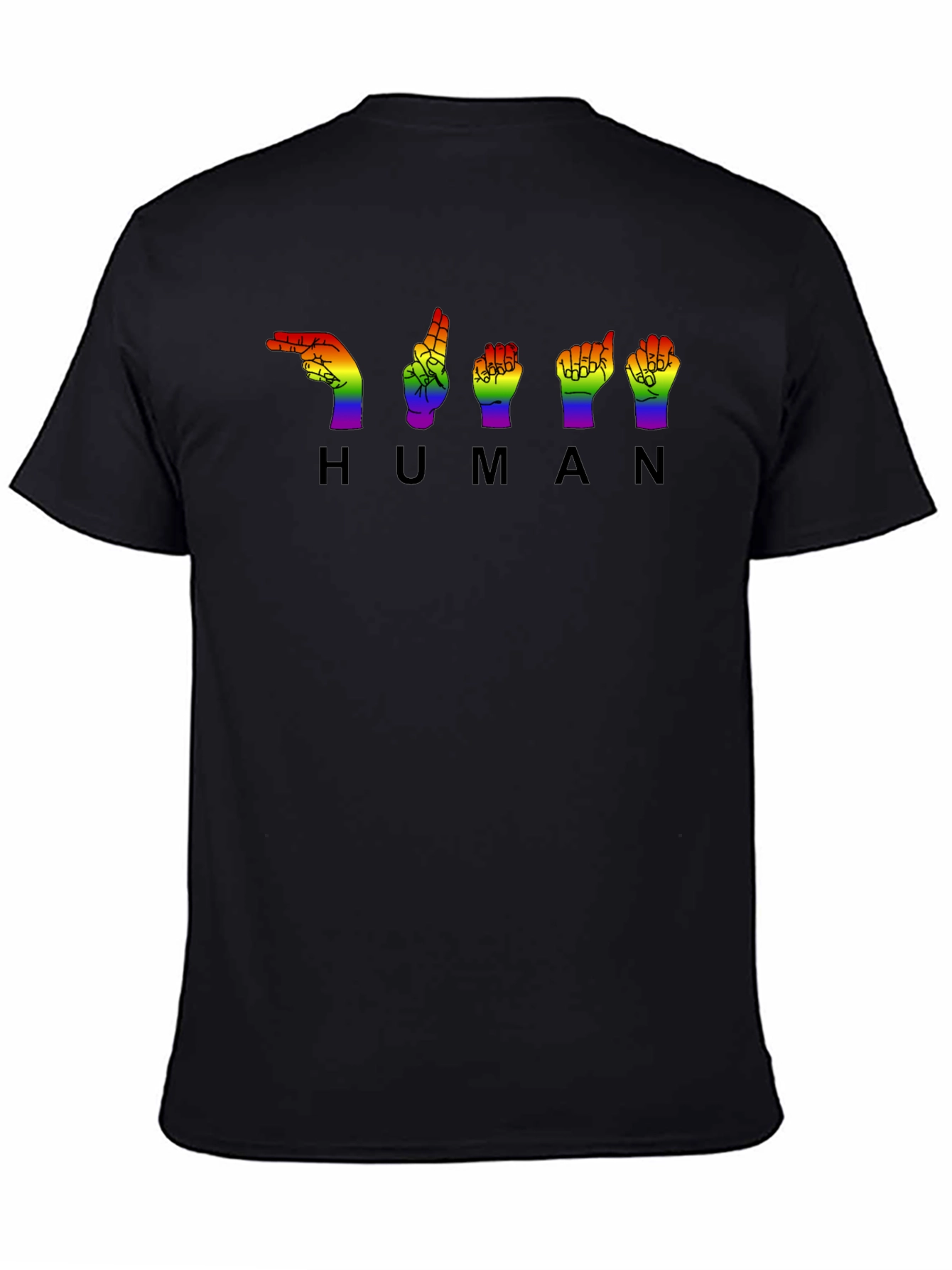 LGBTQ+ Pride HUMAN Sign Language Black T-Shirt