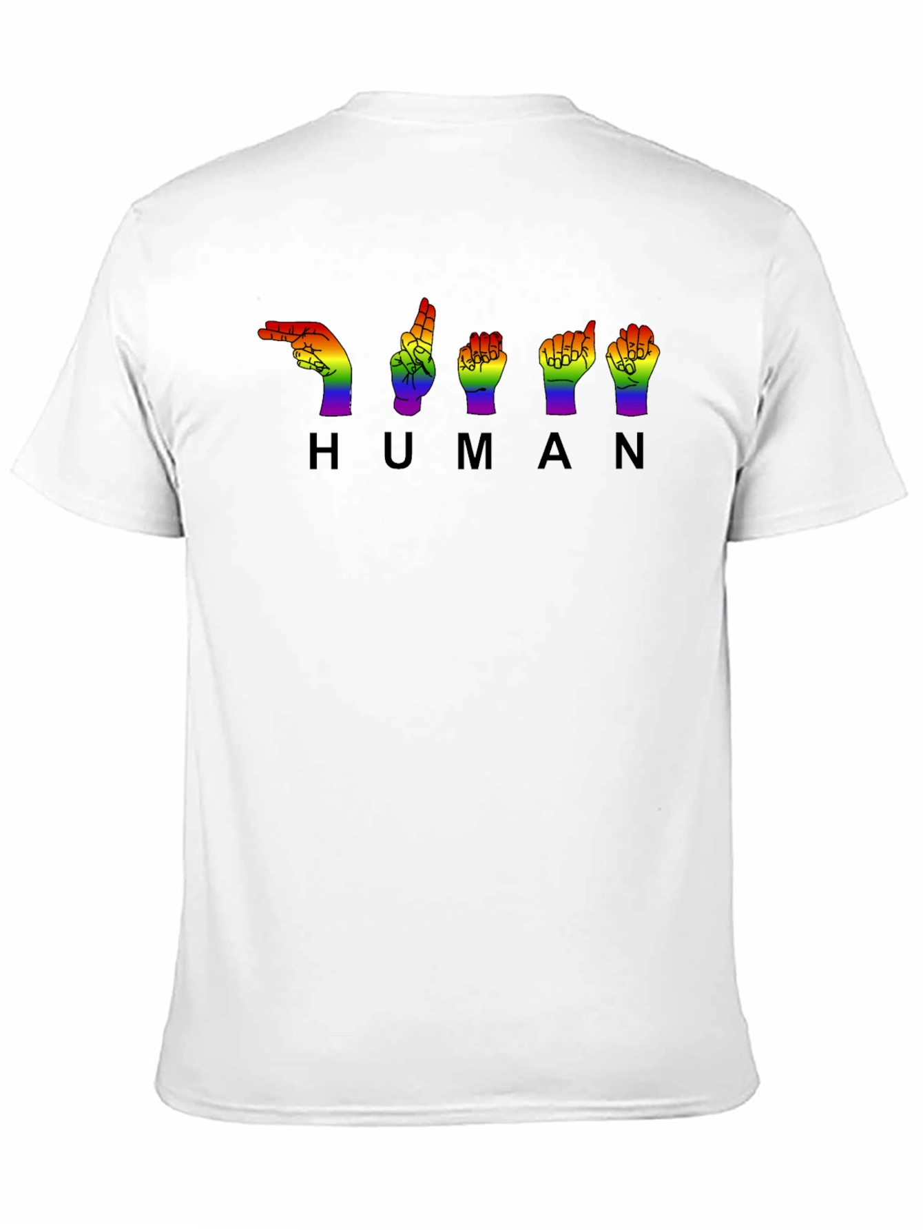 LGBTQ+ Pride HUMAN Sign Language Black T-Shirt
