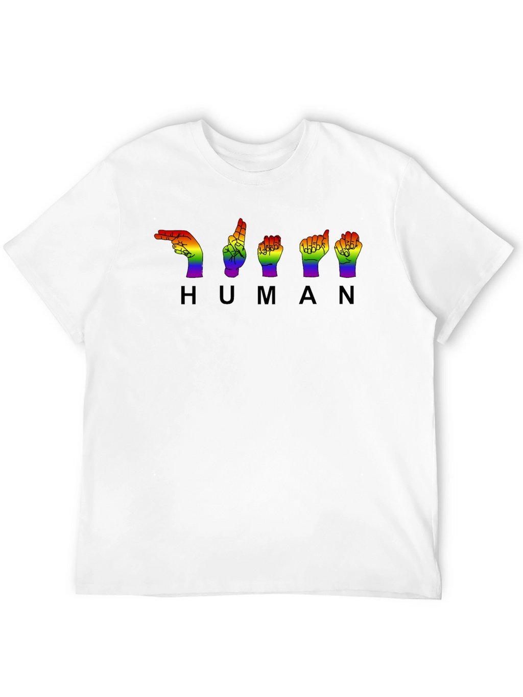 LGBTQ+ Pride HUMAN Sign Language Black T-Shirt