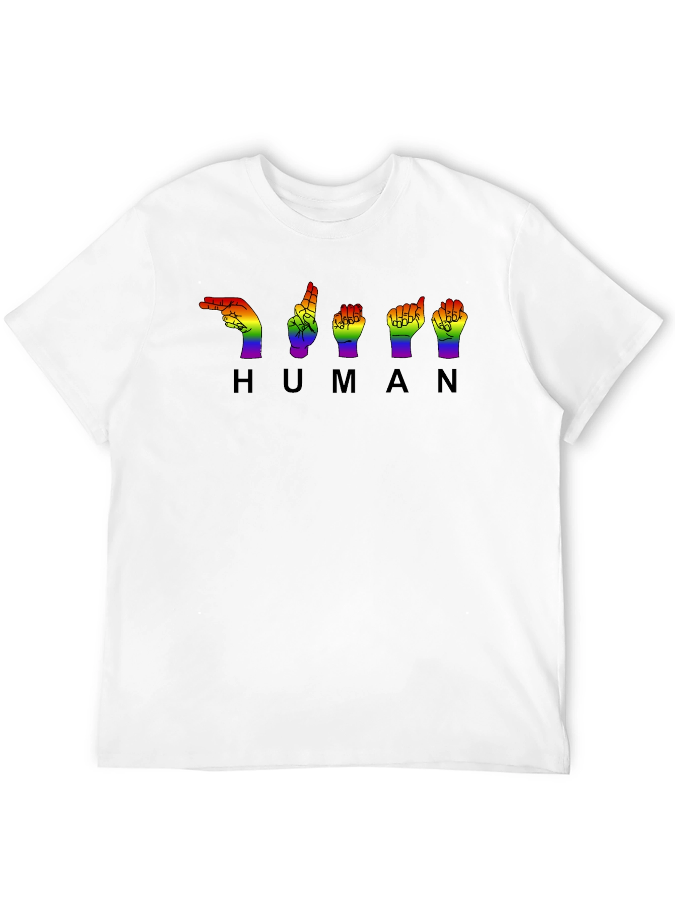 LGBTQ+ Pride HUMAN Sign Language Black T-Shirt