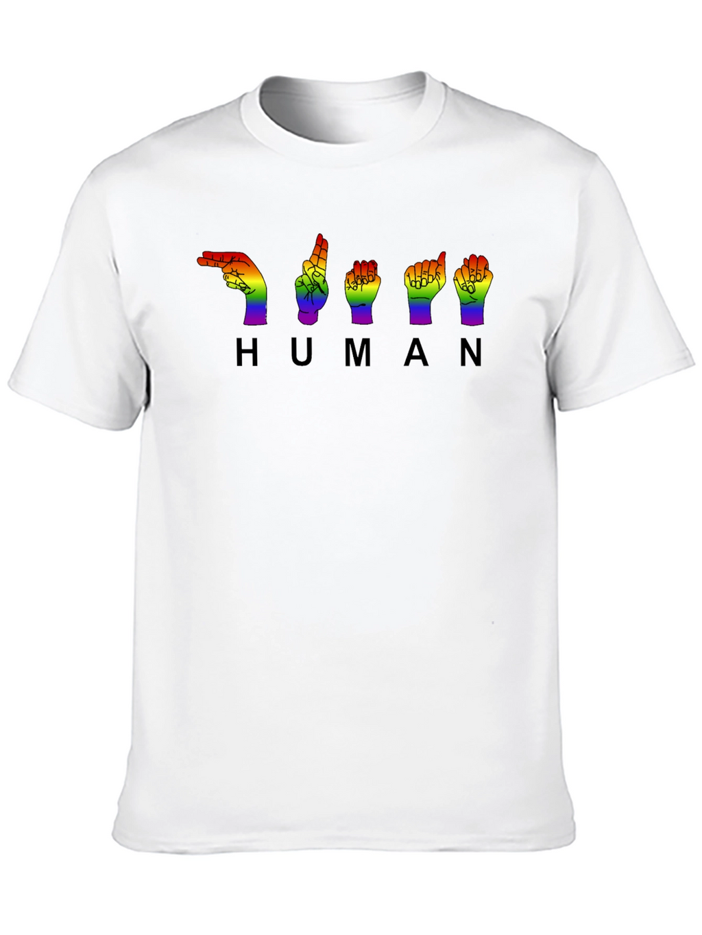 LGBTQ+ Pride HUMAN Sign Language Black T-Shirt