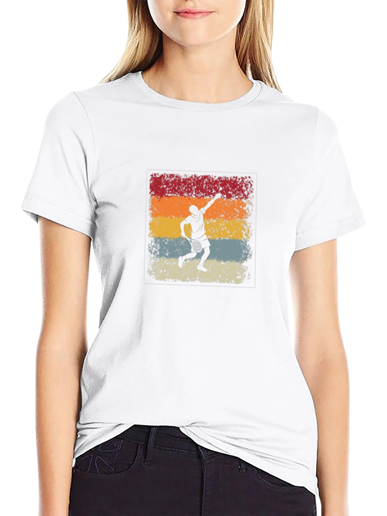 Retro Tennis Player Graphic T-Shirt