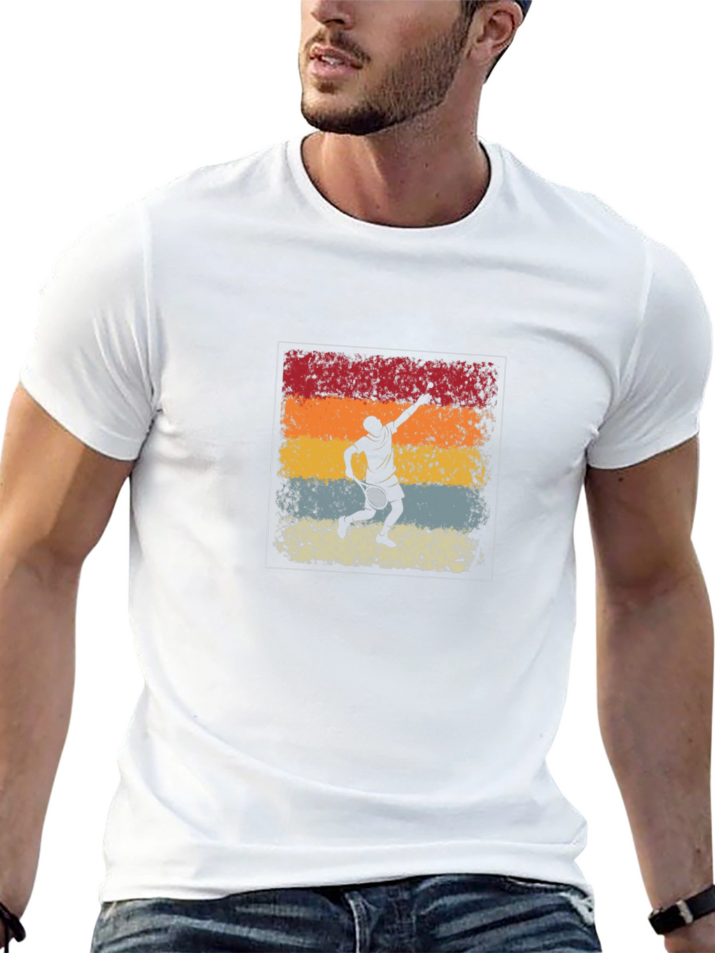 Retro Tennis Player Graphic T-Shirt
