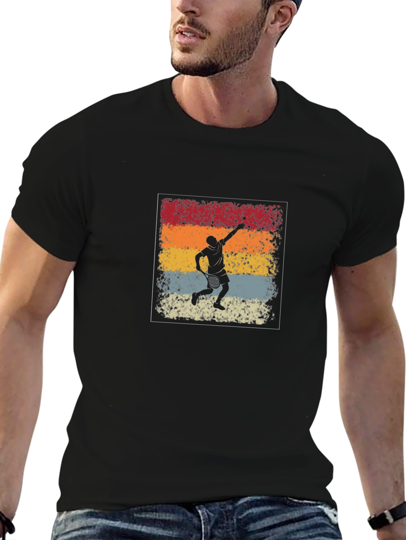 Retro Tennis Player Graphic T-Shirt