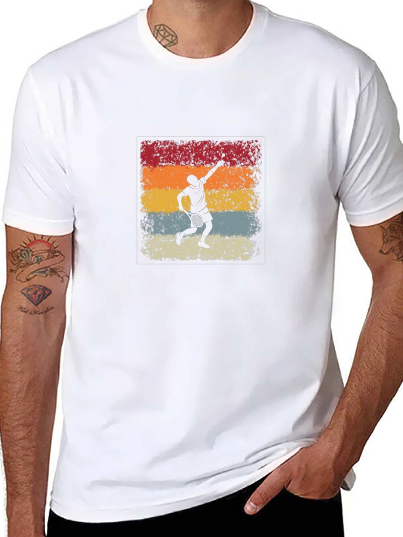 Retro Tennis Player Graphic T-Shirt