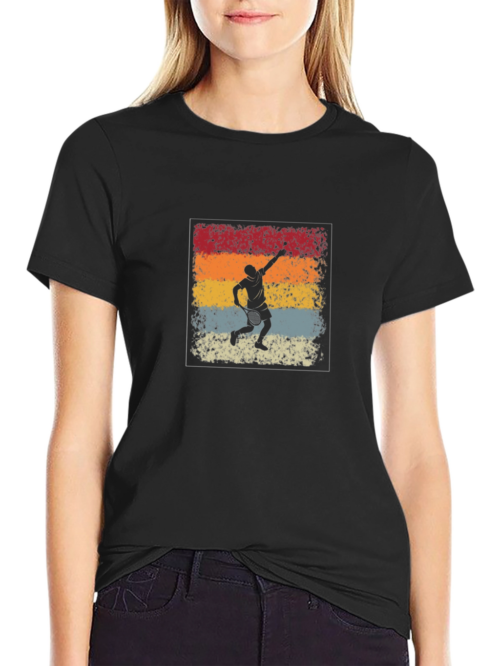 Retro Tennis Player Graphic T-Shirt
