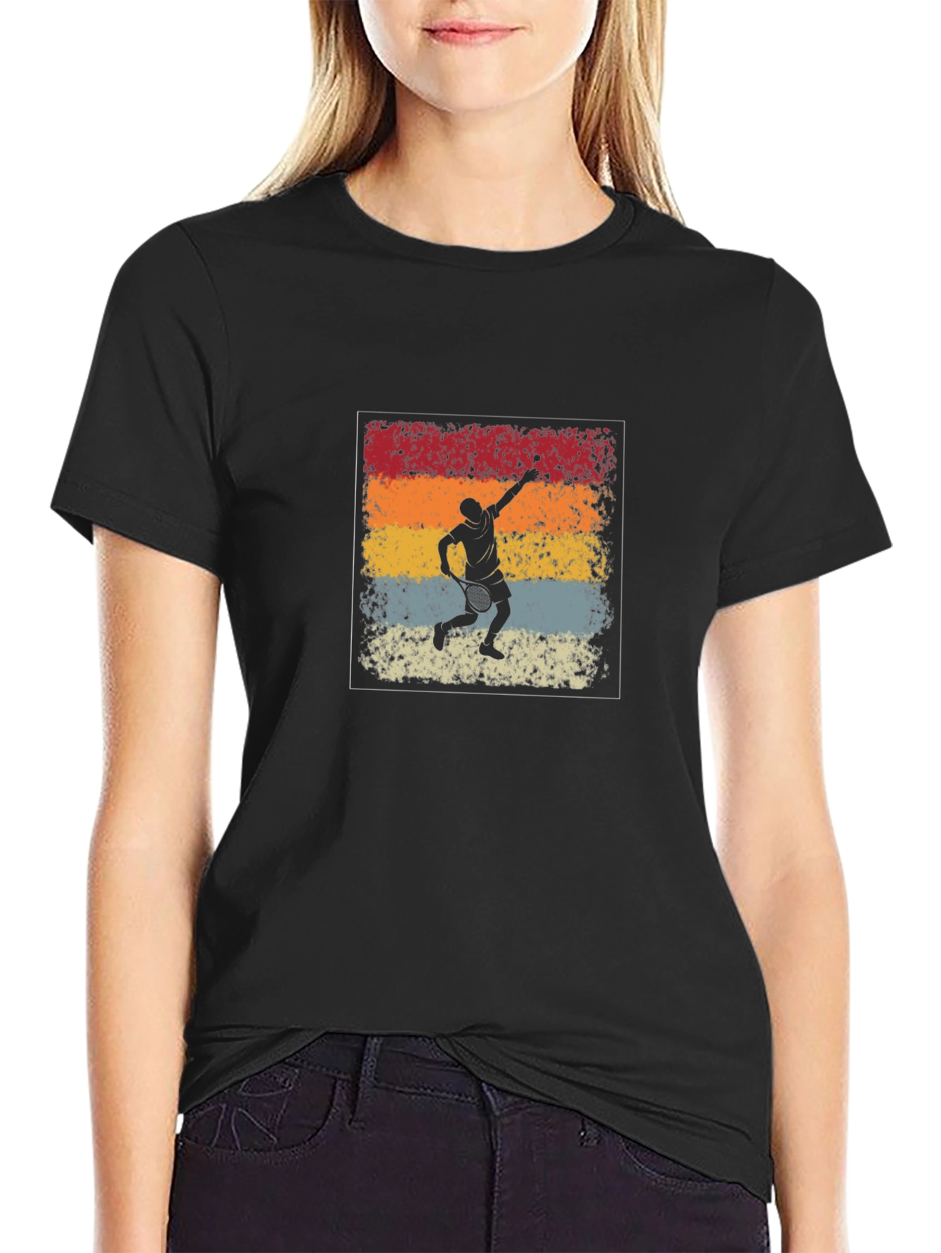 Retro Tennis Player Graphic T-Shirt