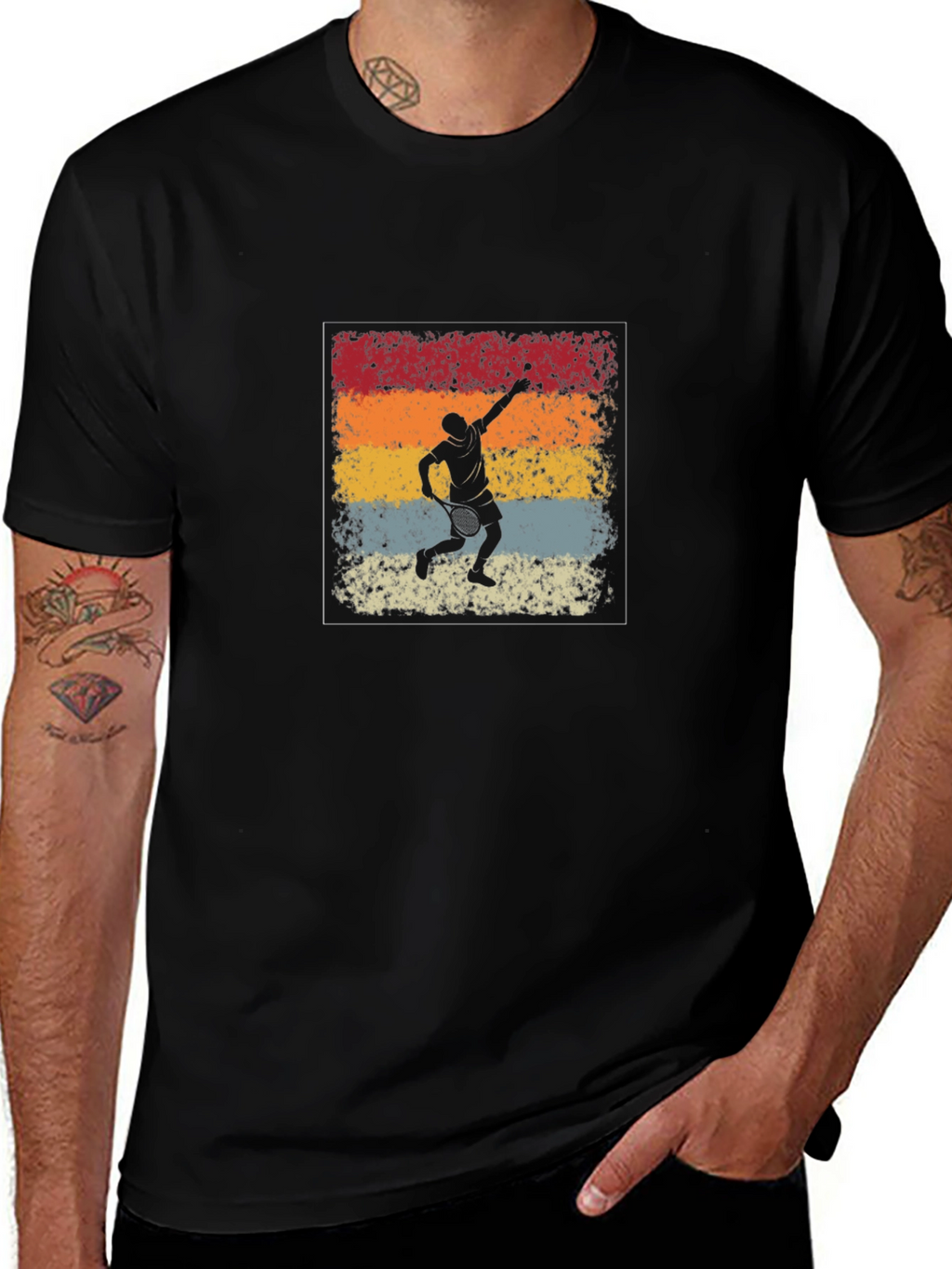 Retro Tennis Player Graphic T-Shirt