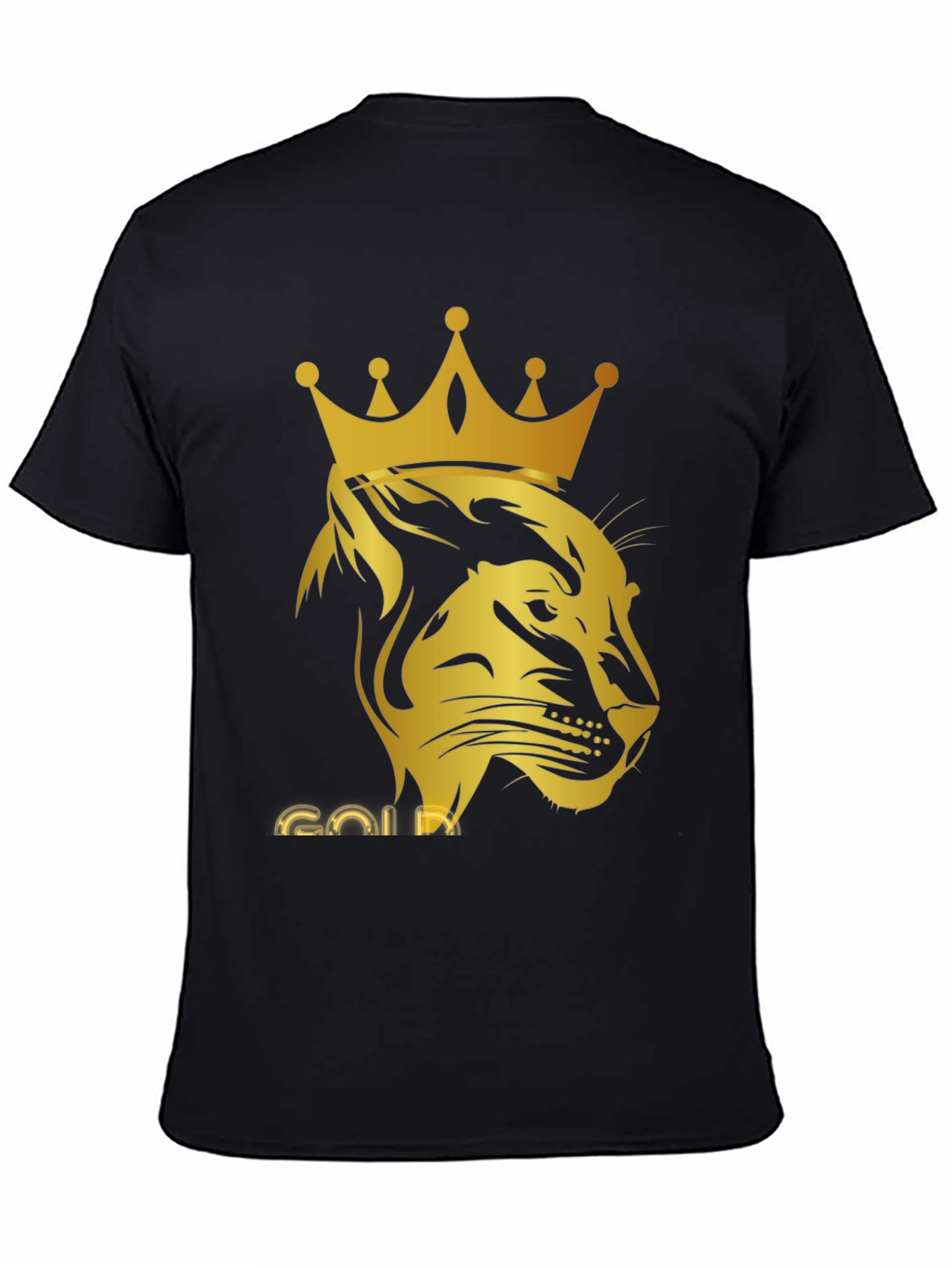 Gold Lion King Graphic Tee - Black