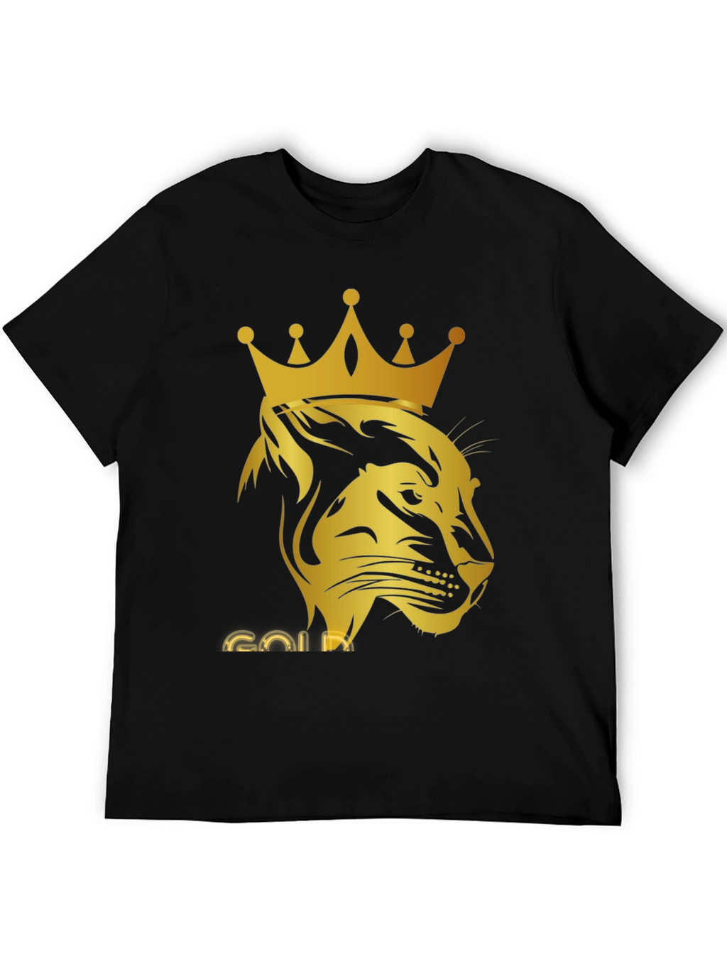 Gold Lion King Graphic Tee - Black
