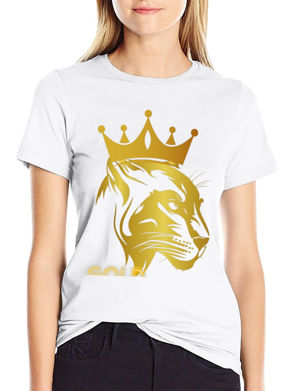 Gold Lion King Graphic Tee - Black
