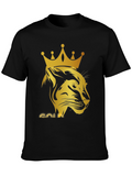 Gold Lion King Graphic Tee - Black