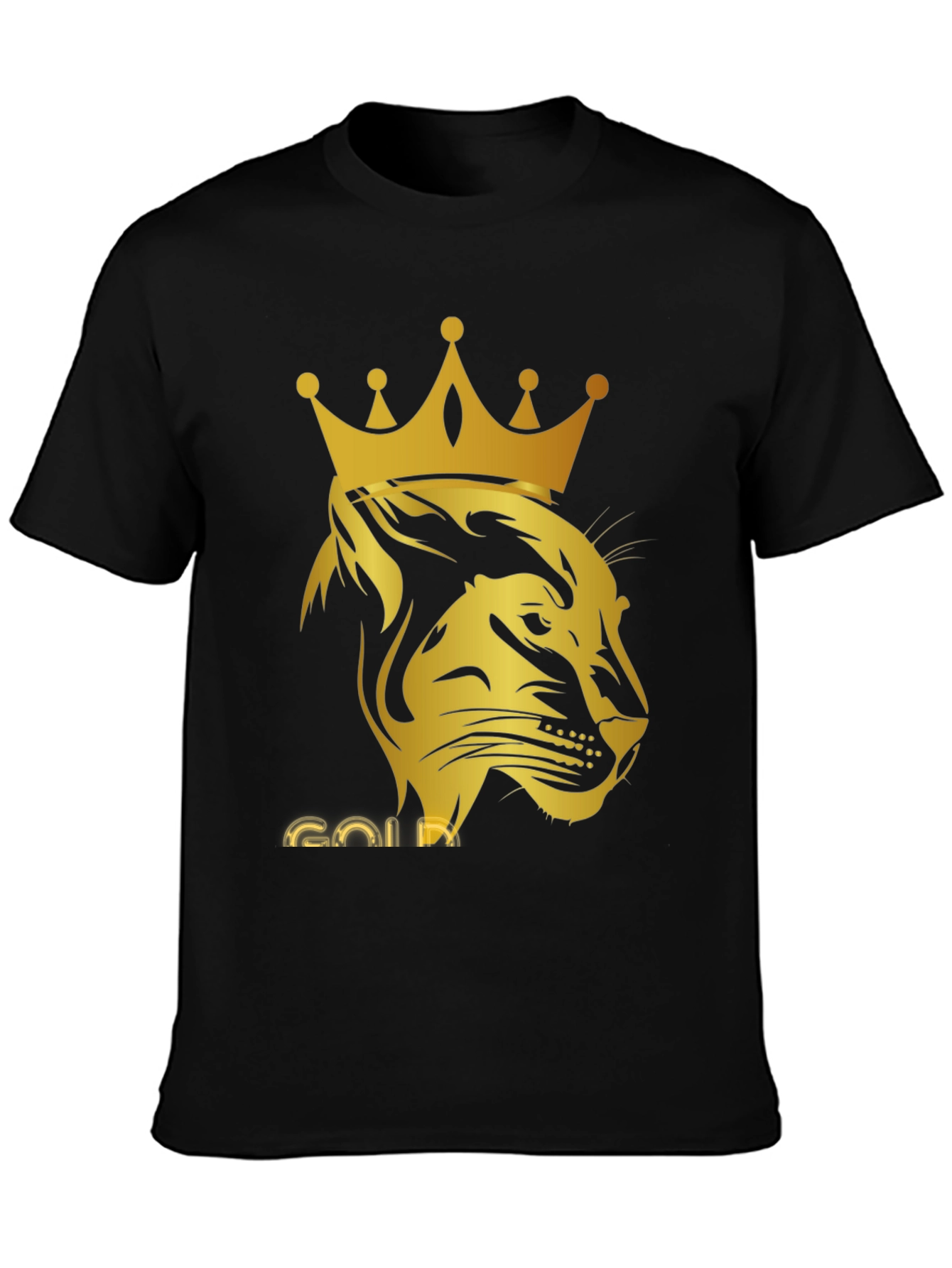 Gold Lion King Graphic Tee - Black