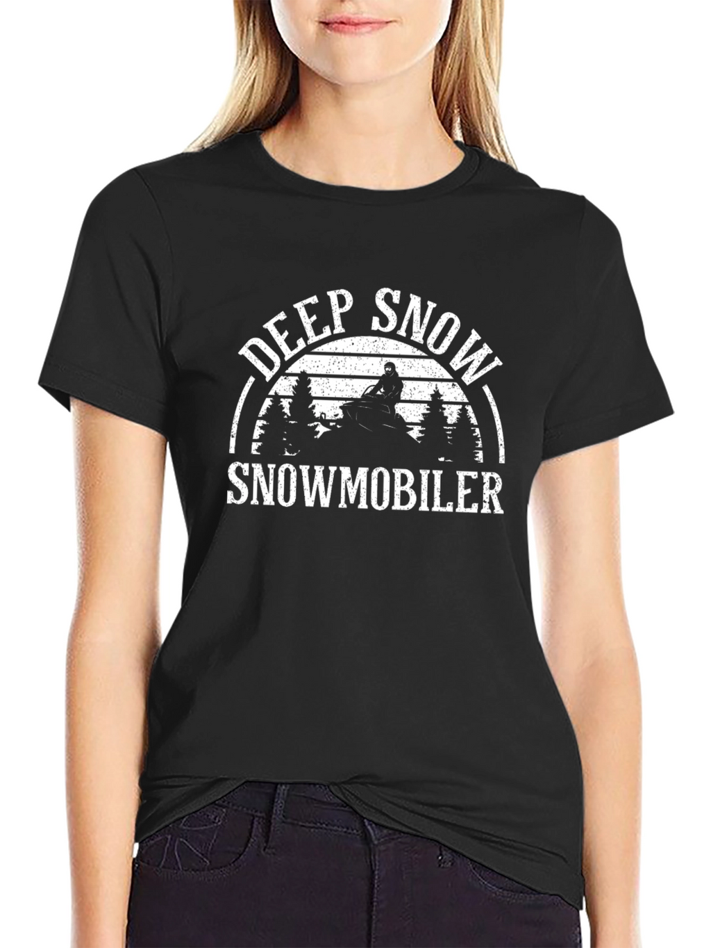 Deep Snow Snowmobiler Graphic T-Shirt