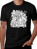 Black T-Shirt with Doodle Graphic