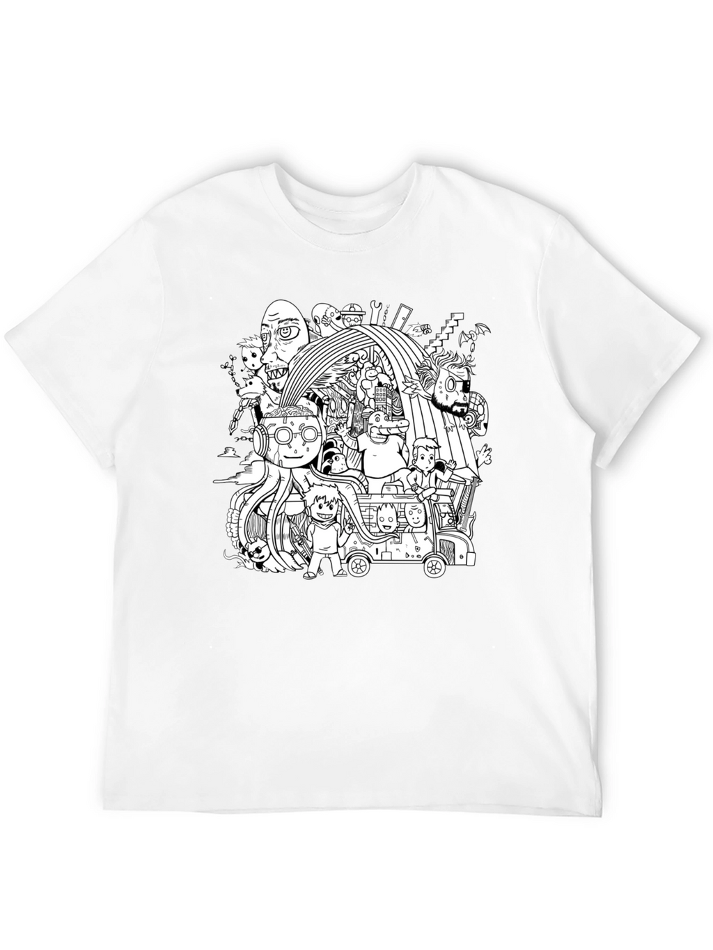 Black T-Shirt with Doodle Graphic