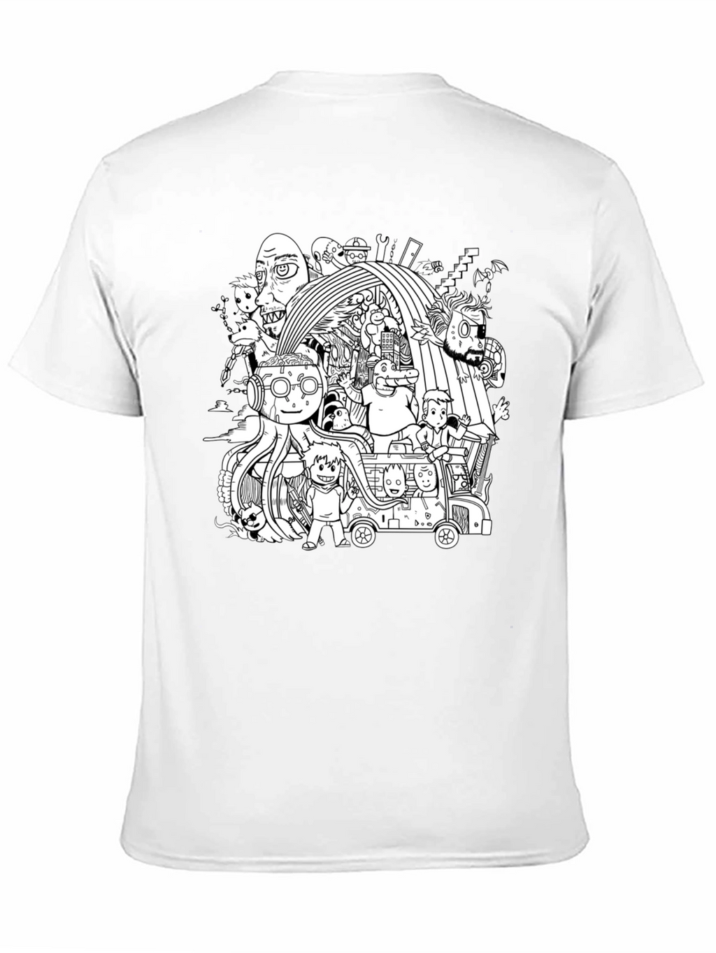 Black T-Shirt with Doodle Graphic