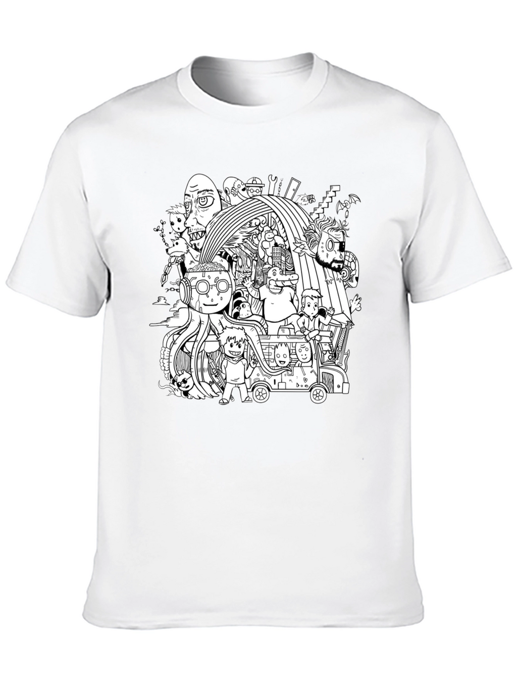 Black T-Shirt with Doodle Graphic