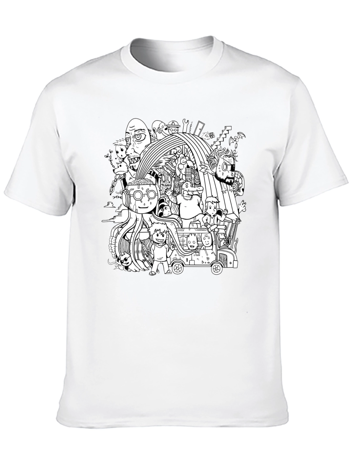 Black T-Shirt with Doodle Graphic