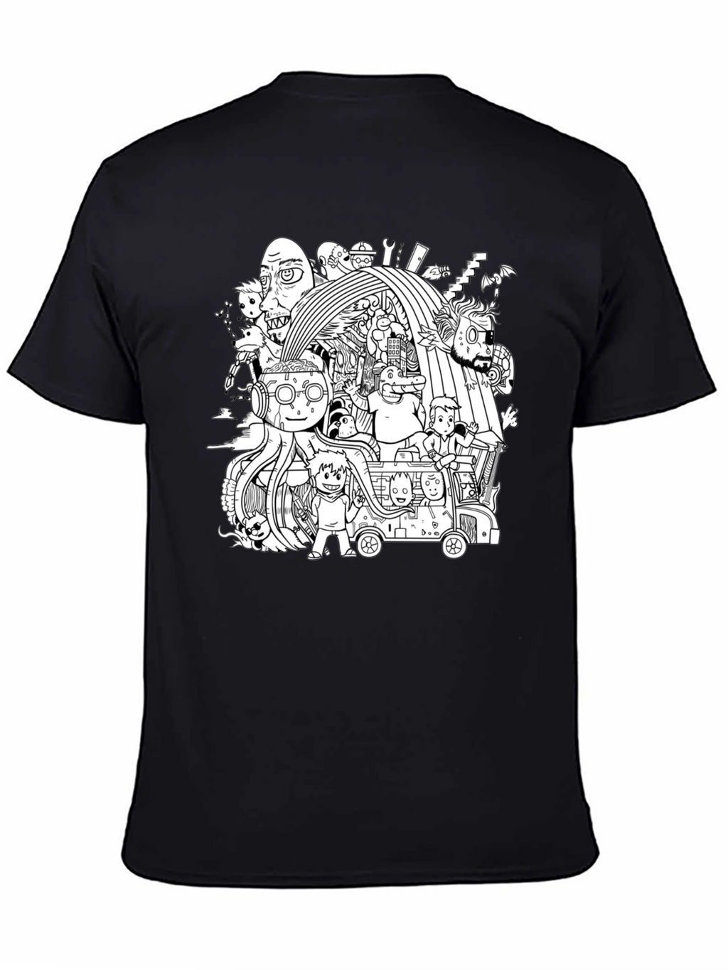 Black T-Shirt with Doodle Graphic