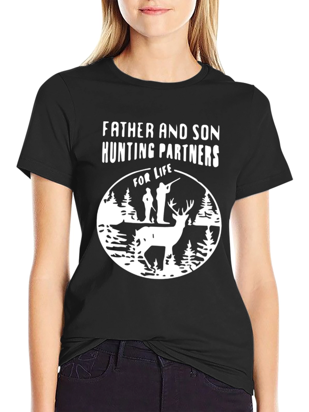 Father and Son Hunting Partners Black T-Shirt