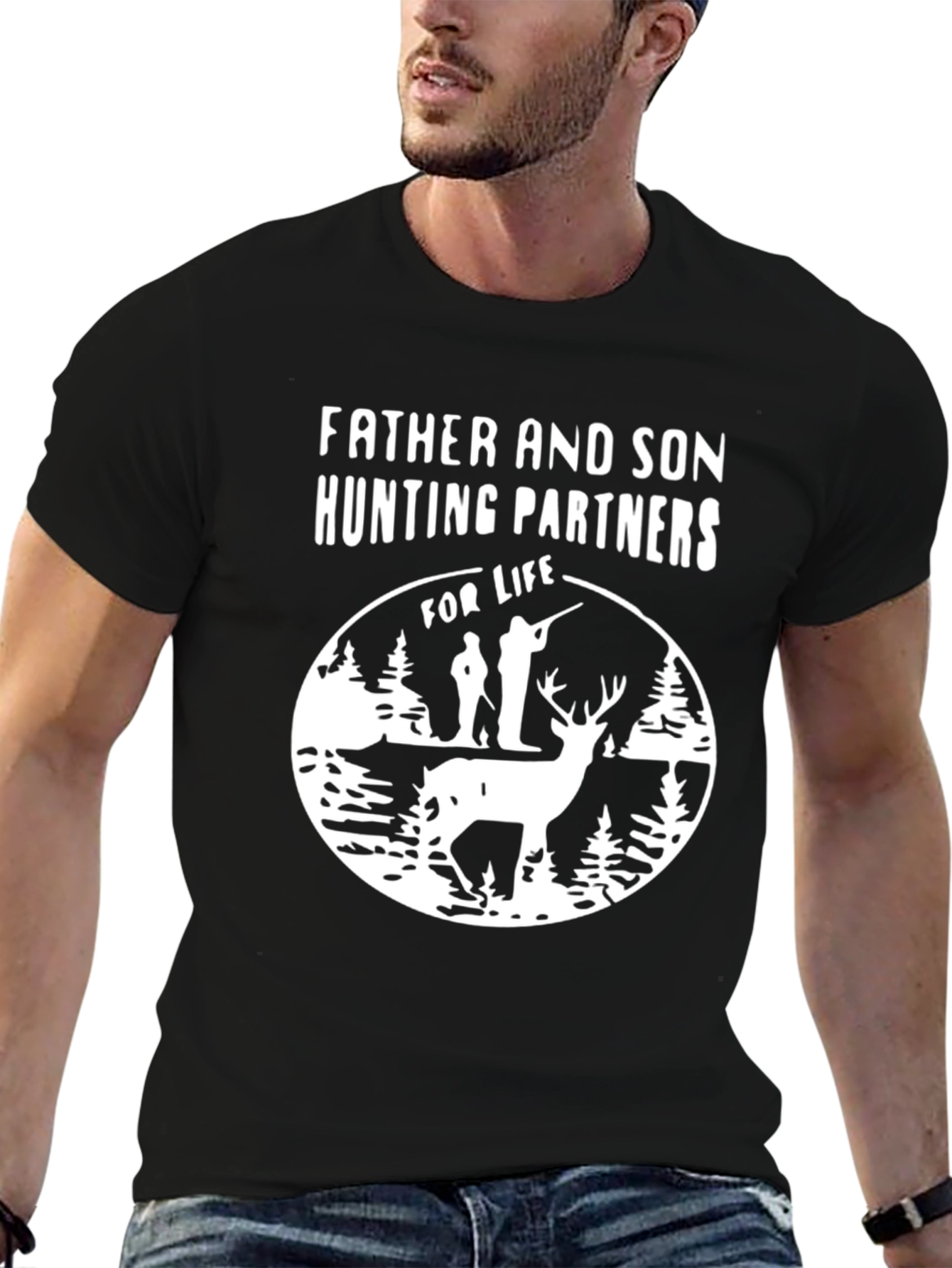 Father and Son Hunting Partners Black T-Shirt