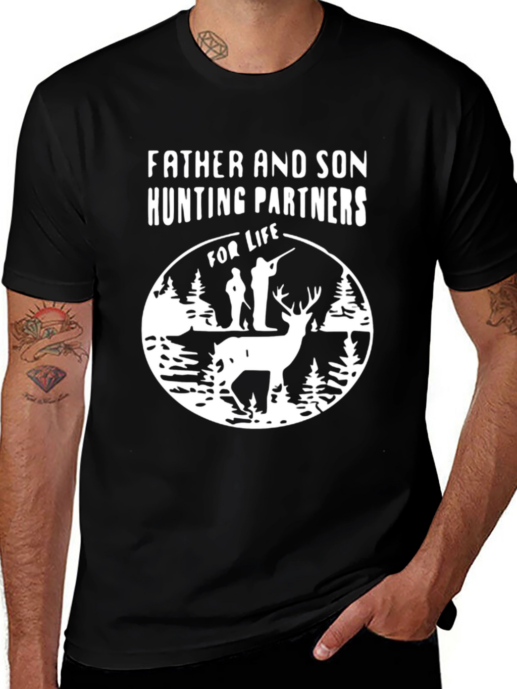 Father and Son Hunting Partners Black T-Shirt