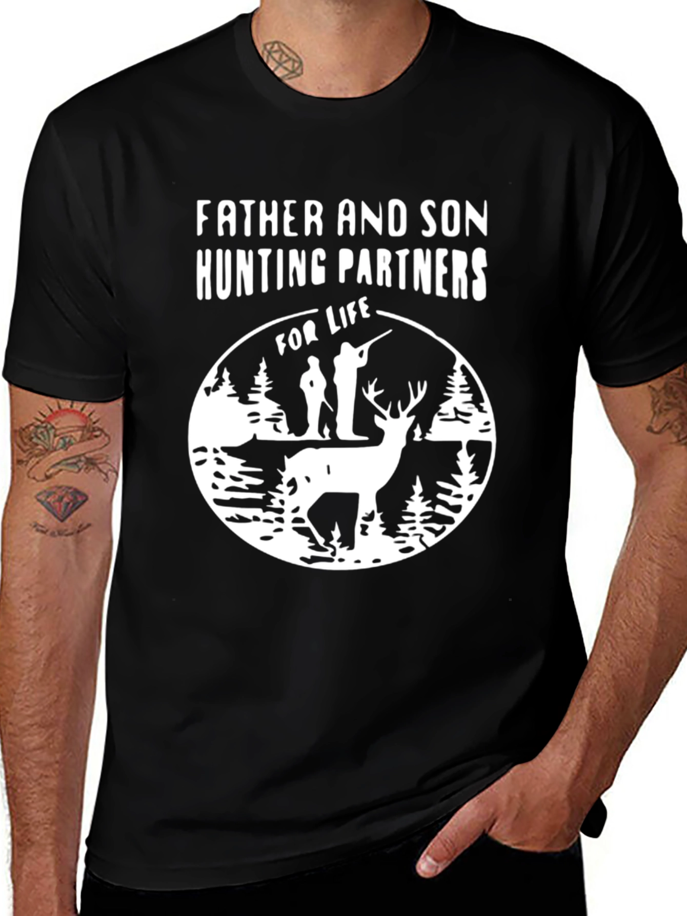 Father and Son Hunting Partners Black T-Shirt