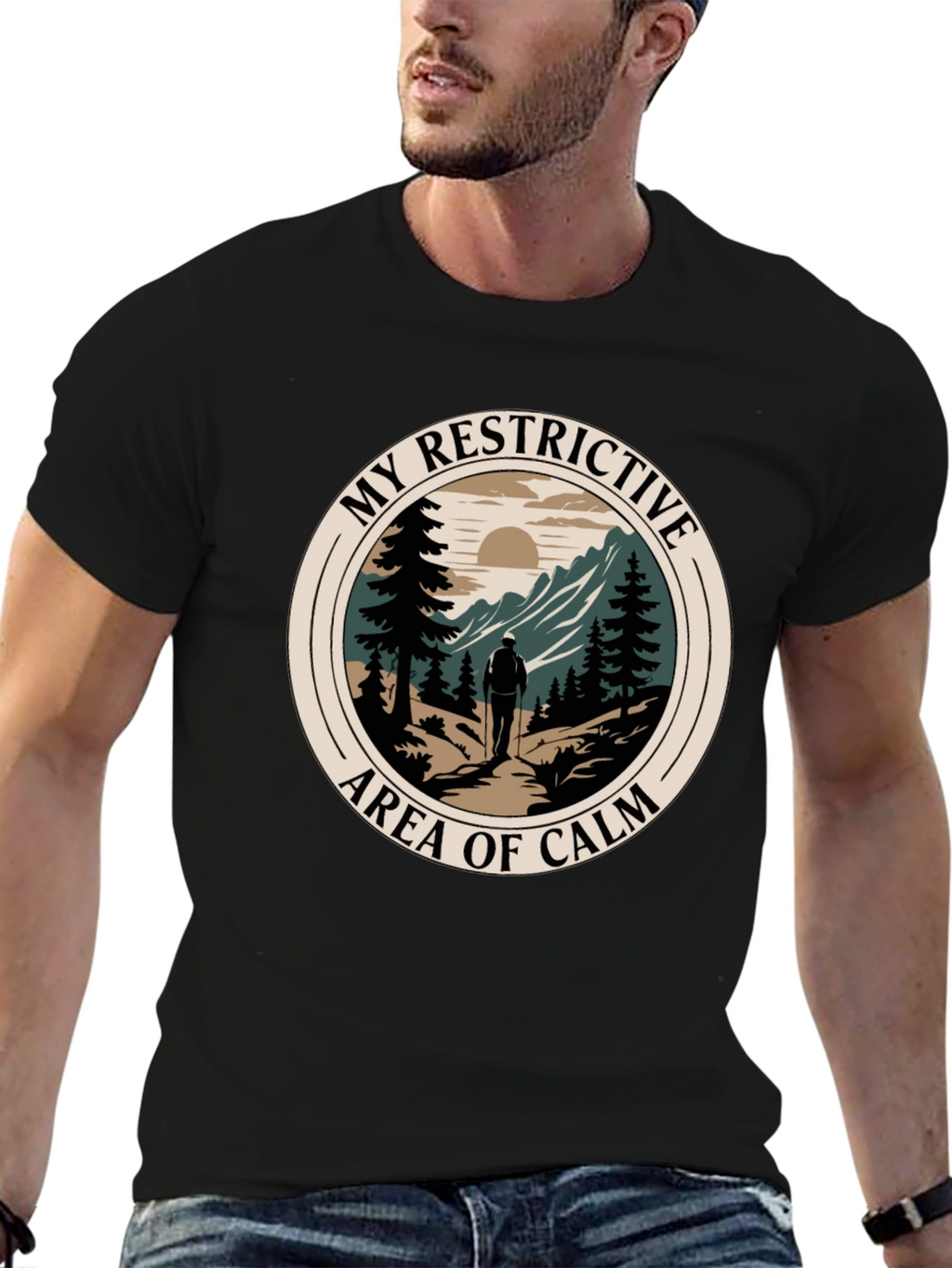 Restrictive Area of Calm Hiker Graphic T-Shirt