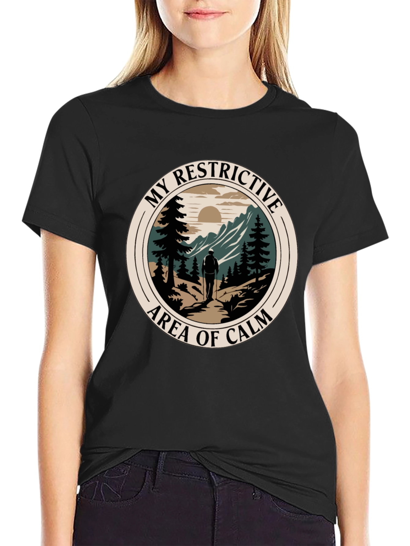 Restrictive Area of Calm Hiker Graphic T-Shirt