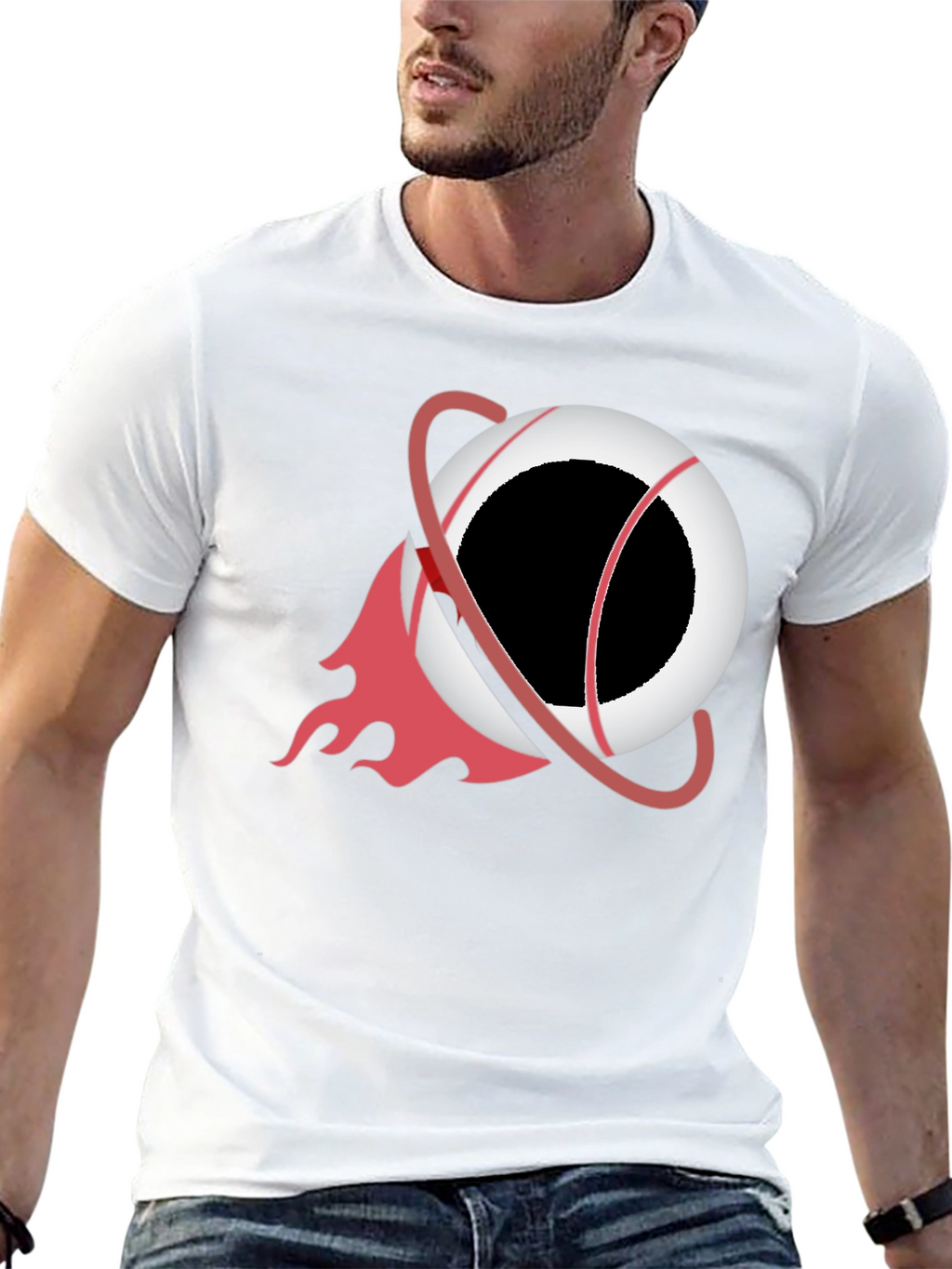 Black T-Shirt with Orbit Graphic
