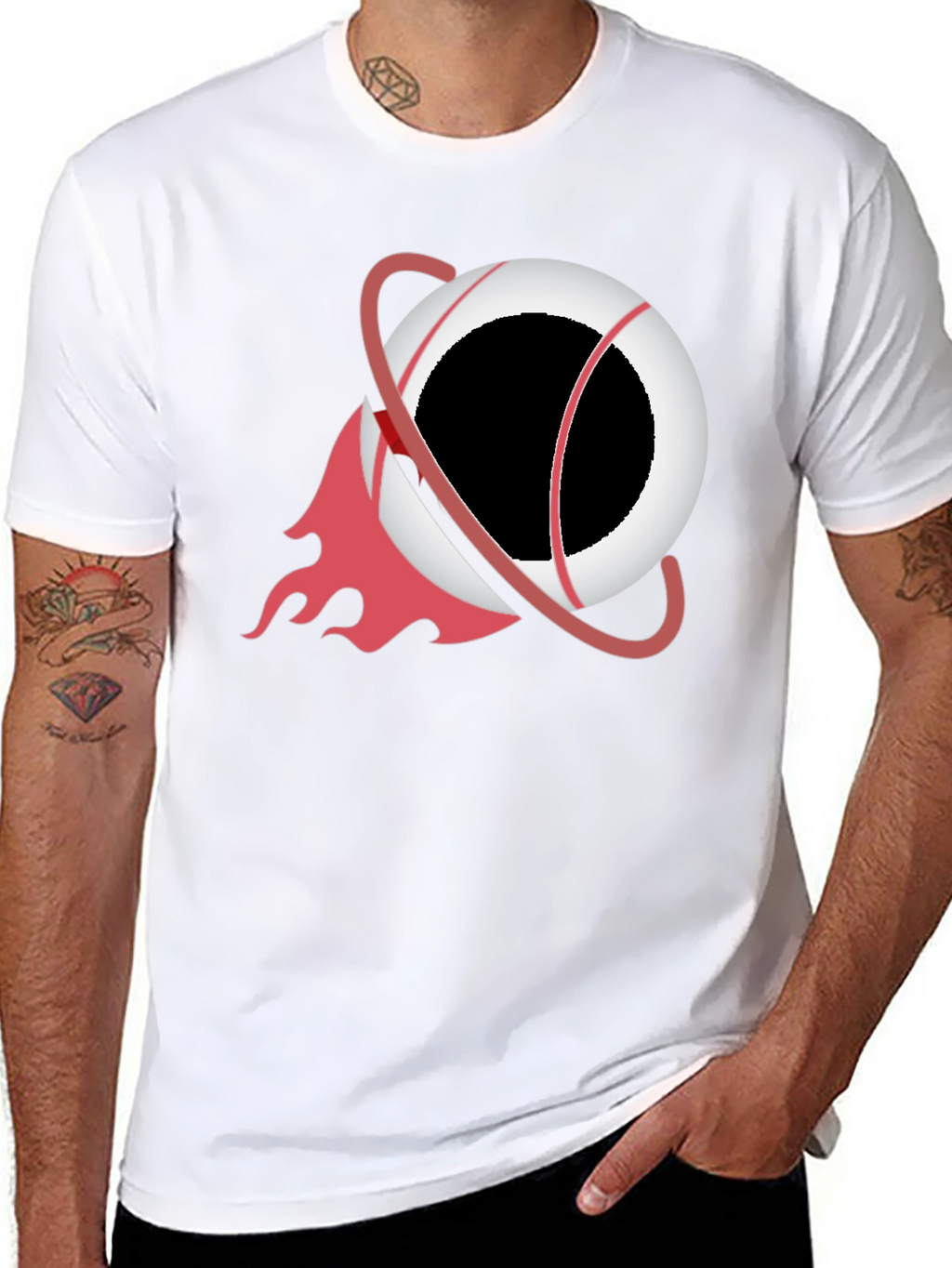 Black T-Shirt with Orbit Graphic