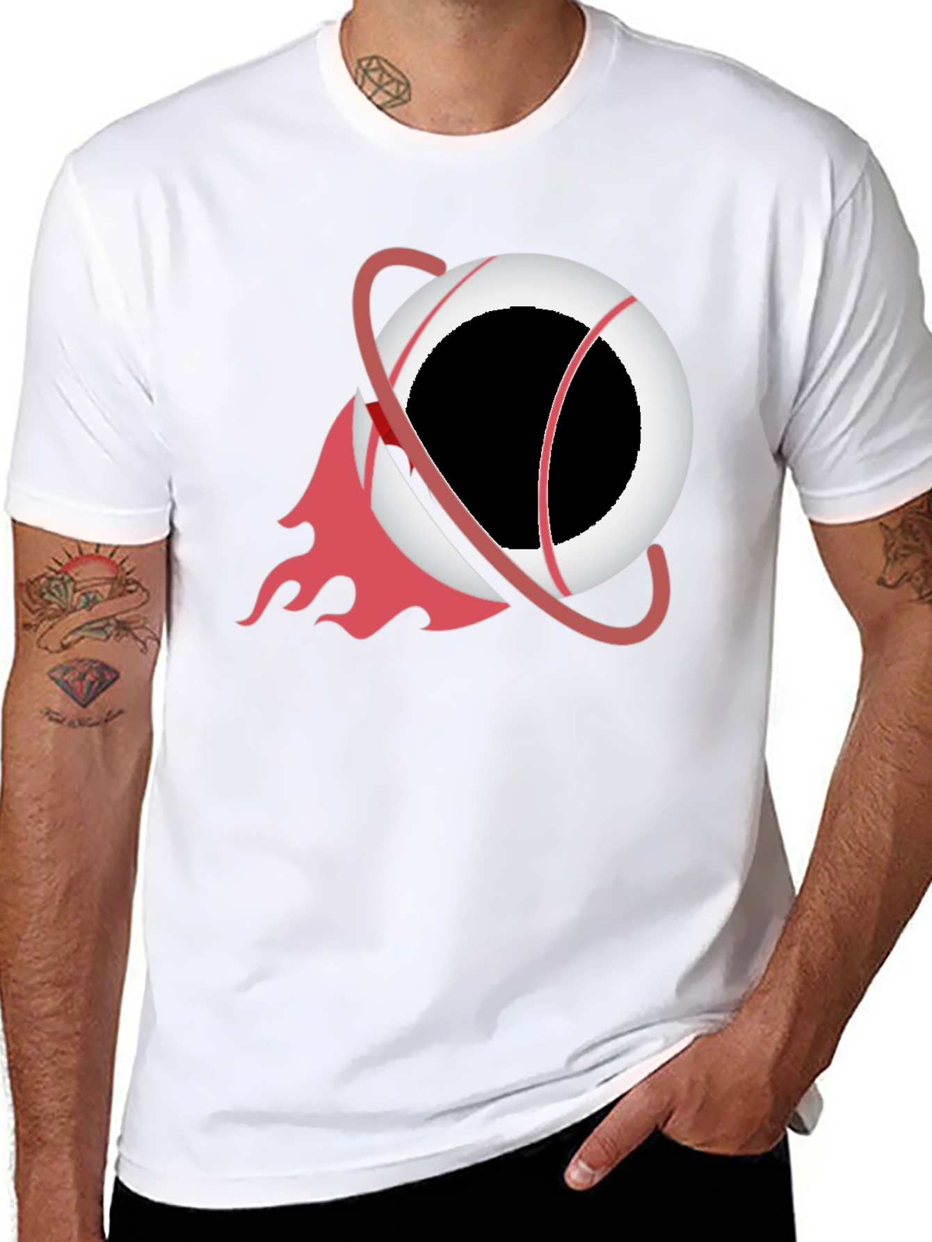 Black T-Shirt with Orbit Graphic