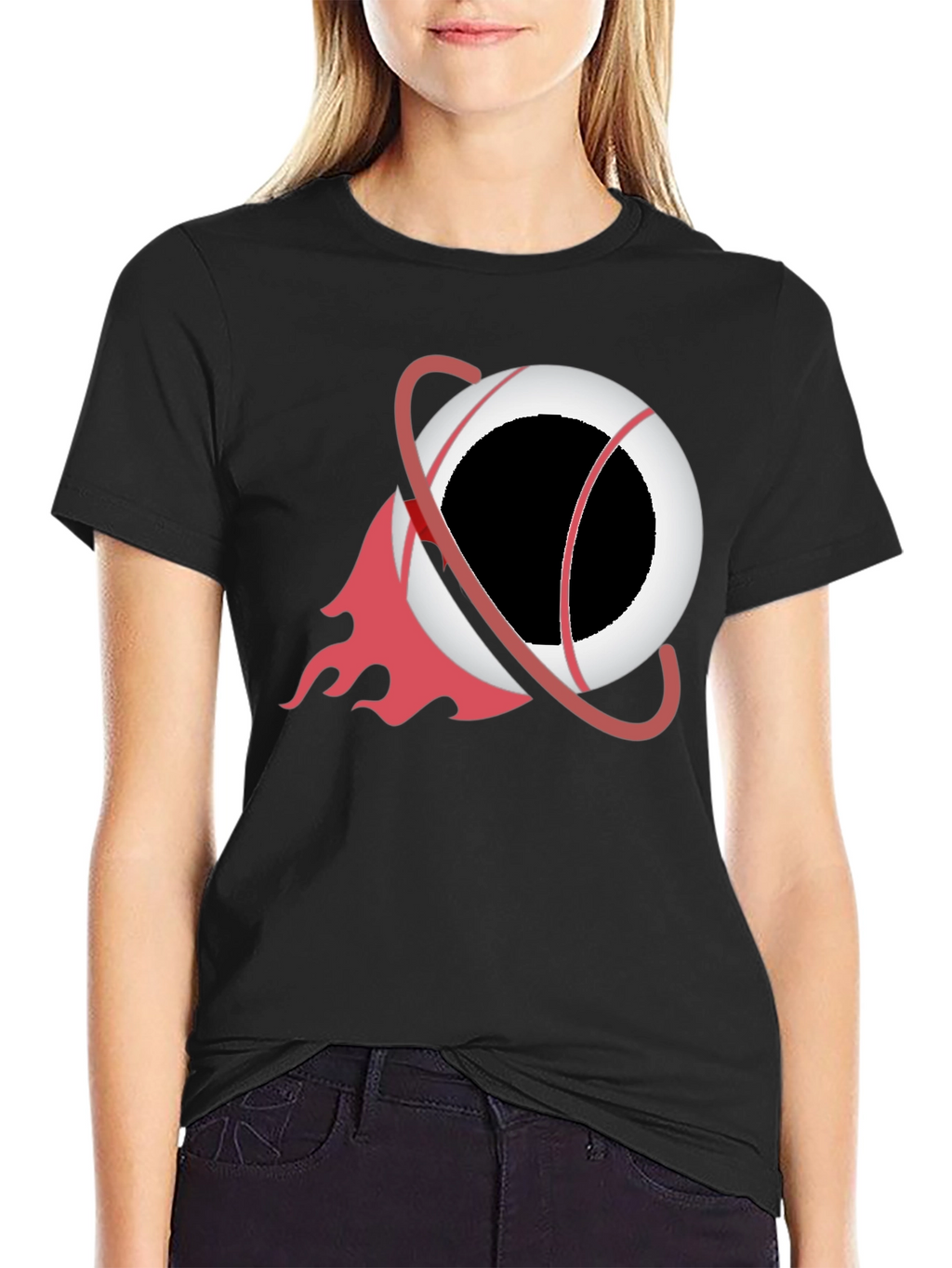 Black T-Shirt with Orbit Graphic