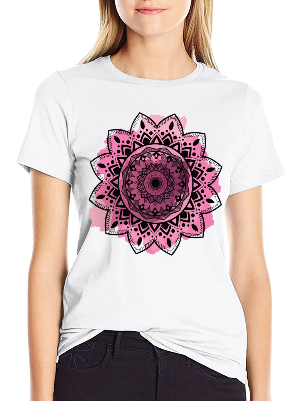 Mandala Design Mens Black T-Shirt