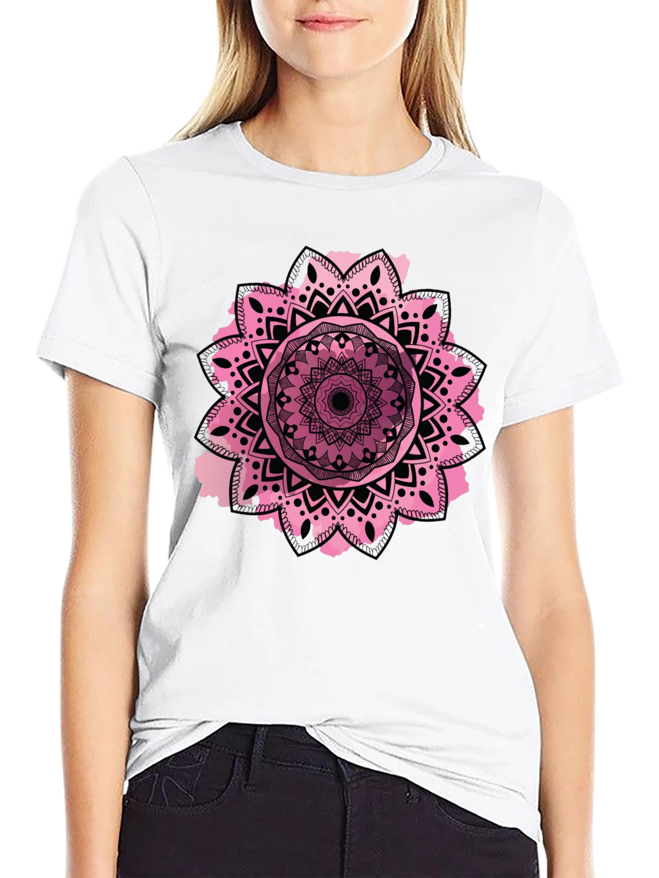 Mandala Design Mens Black T-Shirt