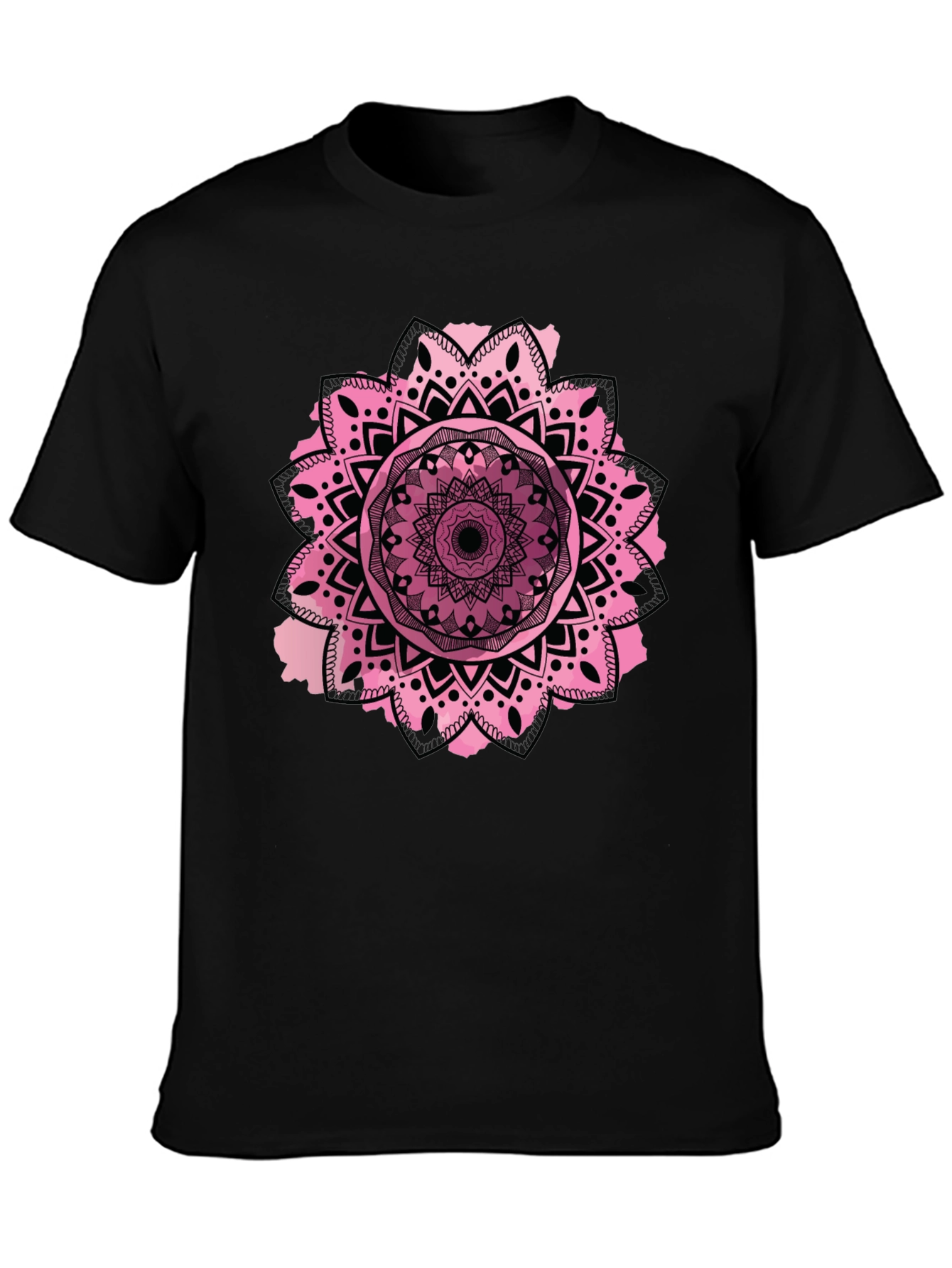 Mandala Design Mens Black T-Shirt