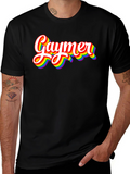 Gaymer Pride T-Shirt - Rainbow Text Design