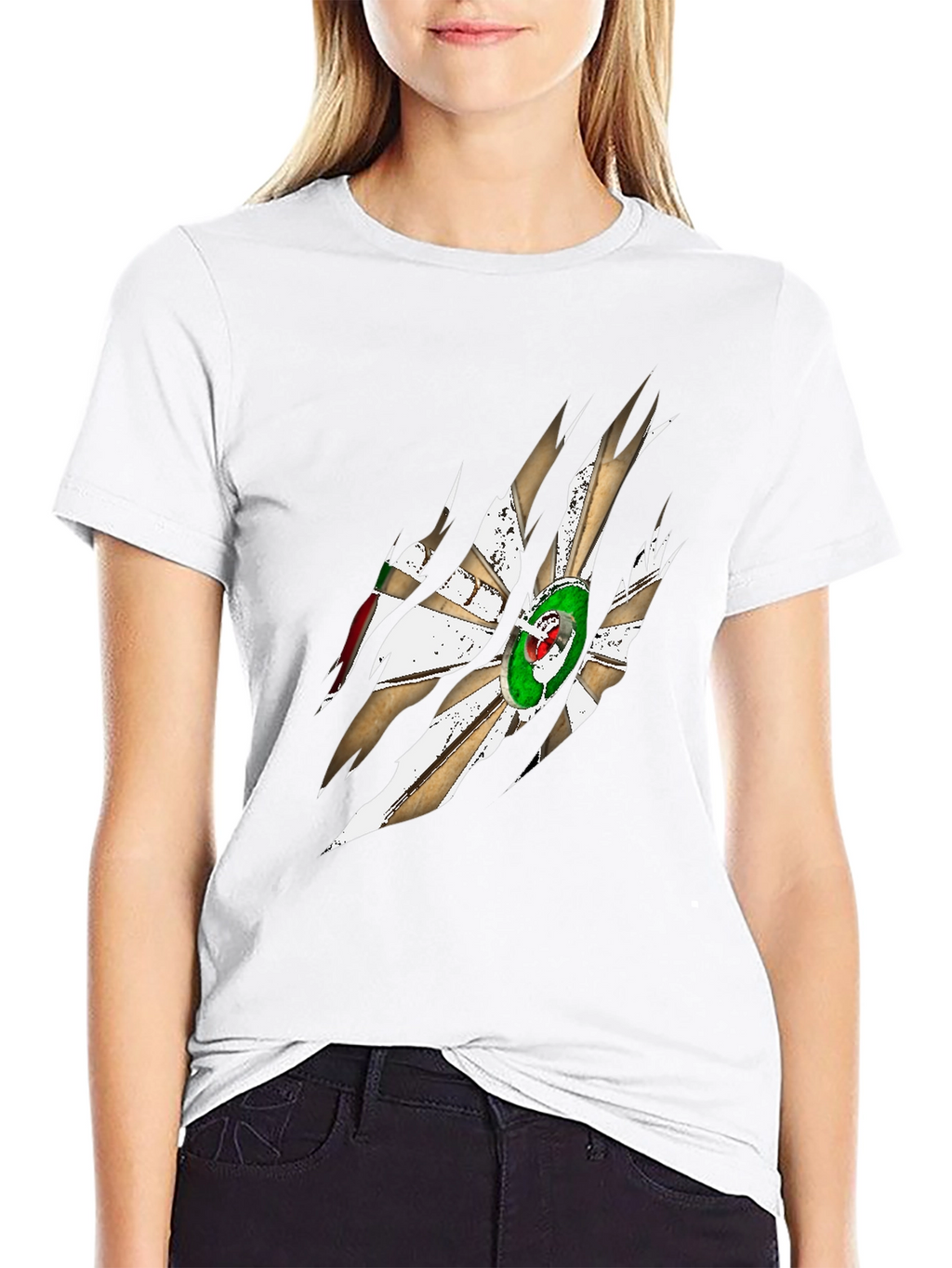 Algeria Flag Claw Mark Graphic Mens T-Shirt