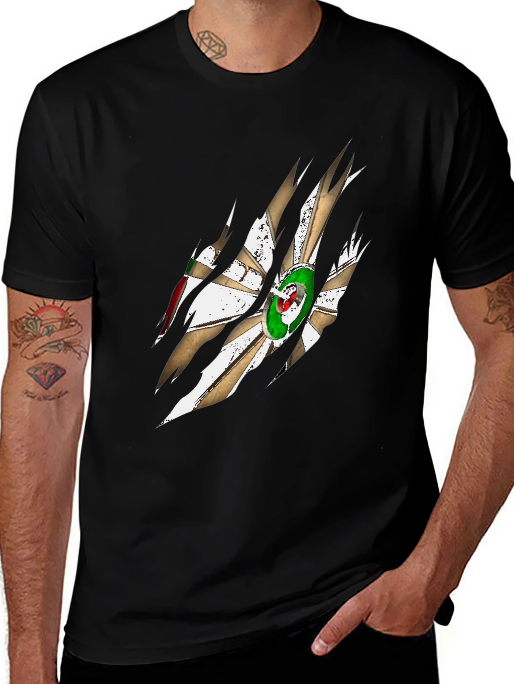 Algeria Flag Claw Mark Graphic Mens T-Shirt
